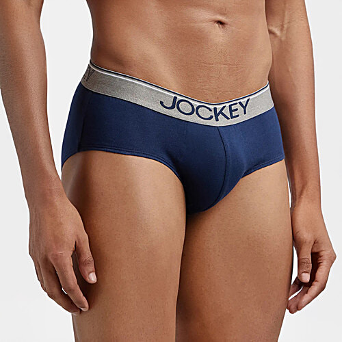 Jockey Men's Super Combed Cotton Solid Brief With Ultrasoft Waistband - Deep Navy, 2 pcs (Size - L)