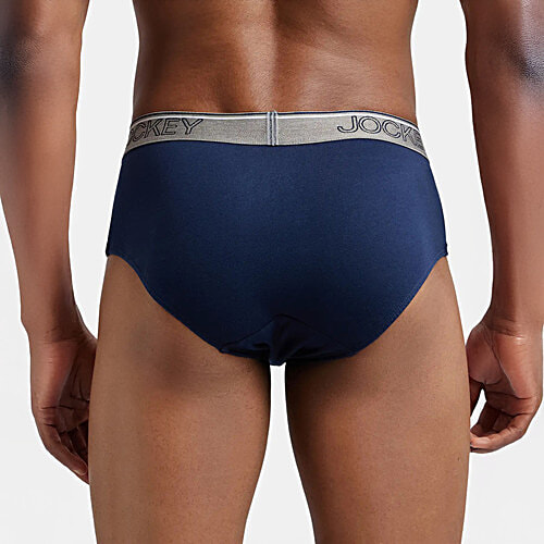 Jockey Men's Super Combed Cotton Solid Brief With Ultrasoft Waistband - Deep Navy, 2 pcs (Size - L)