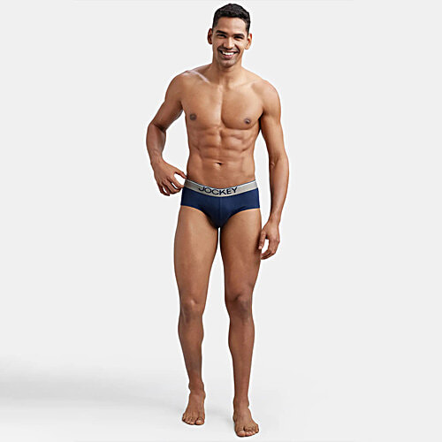 Jockey Men's Super Combed Cotton Solid Brief With Ultrasoft Waistband - Deep Navy, 2 pcs (Size - L)