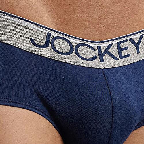 Jockey Men's Super Combed Cotton Solid Brief With Ultrasoft Waistband - Deep Navy, 2 pcs (Size - L)
