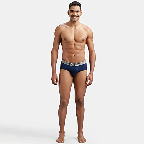 Jockey Men's Super Combed Cotton Solid Brief With Ultrasoft Waistband - Deep Navy, 2 pcs (Size - M) 