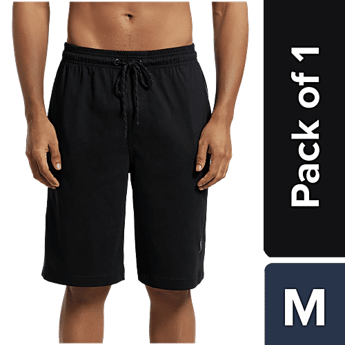 Jockey 9426 Men's Super Combed Cotton Rich Regular Fit Solid Shorts With Side Pockets - Black, 1 pc (Size - M) 