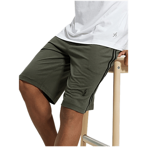 Jockey 9426 Men's Super Combed Cotton Rich Regular Fit Solid Shorts With Side Pockets - Deep Olive & Black, 1 pc (Size - L) 