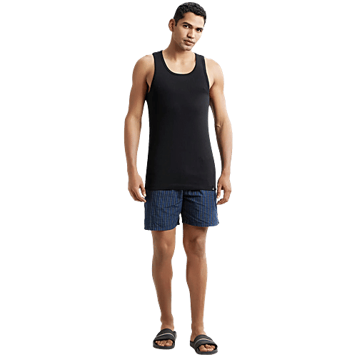 Jockey 9922 Men's Super Combed Cotton Rib Racer Back Styling Round Neck Gym Vest - Black, 1 pc (Size - L) 