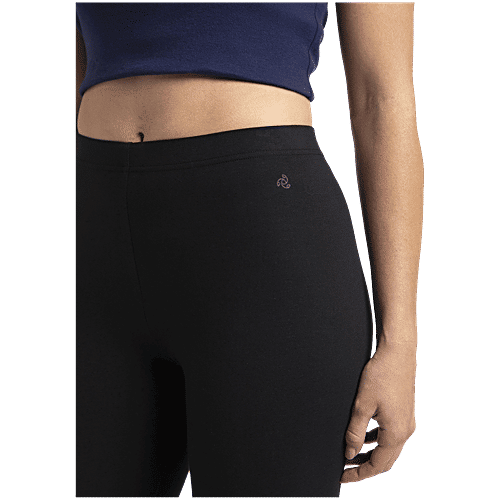 Jockey AW87 Women's Super-Combed Cotton Elastane Stretch Leggings With Ultrasoft Waistband - Black, 1 pc (Size - L) 