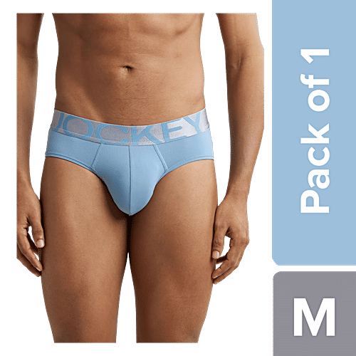 Jockey IC27 Men's Tactel Microfibre Elastane Stretch Solid Brief With Moisture Move Treatment - Blue Shadow, 1 pc (Size - M) 