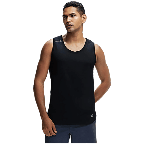 Jockey MV06 Men's Super Combed Cotton Blend Solid Low Neck Tank Top With Breathable Mesh & Stay Fresh Treatment - Black, 1 pc (Size - M)