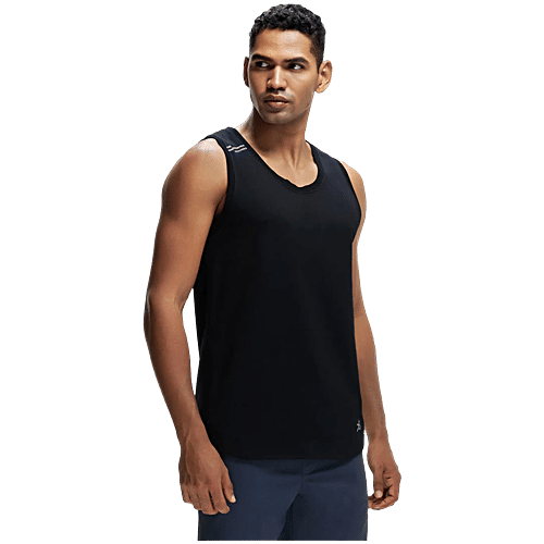 Jockey MV06 Men's Super Combed Cotton Blend Solid Low Neck Tank Top With Breathable Mesh & Stay Fresh Treatment - Black, 1 pc (Size - M)