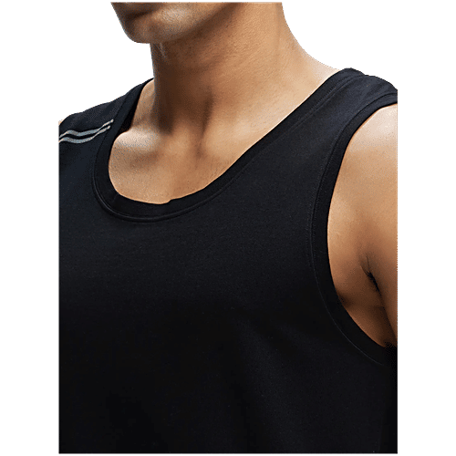 Jockey MV06 Men's Super Combed Cotton Blend Solid Low Neck Tank Top With Breathable Mesh & Stay Fresh Treatment - Black, 1 pc (Size - M)