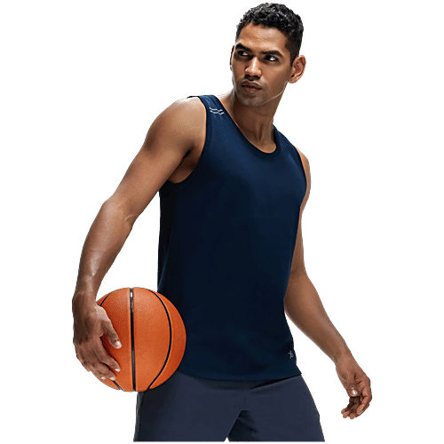 Jockey MV06 Men's Super Combed Cotton Blend Solid Low Neck Tank Top With Breathable Mesh and Stay Fresh Treatment - Navy, 1 pc (Size - M) 