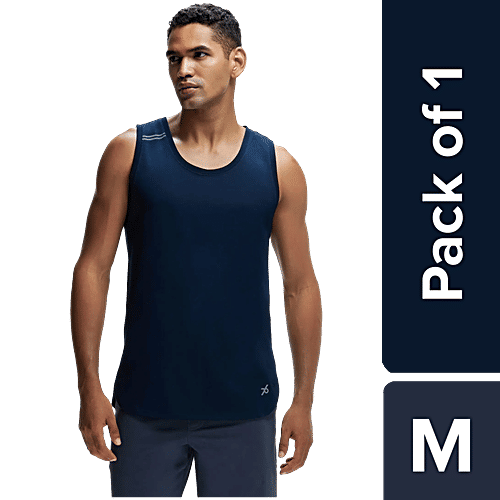 Jockey MV06 Men's Super Combed Cotton Blend Solid Low Neck Tank Top With Breathable Mesh and Stay Fresh Treatment - Navy, 1 pc (Size - M) 
