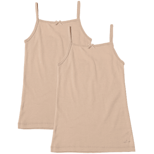 Jockey SG04 Girl's Super Combed Cotton Rib Fabric Camisole With Regular Straps - Skin, 2 pcs (9-10 Years) 