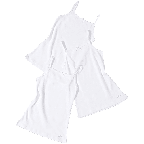 Jockey SG04 Girl's Super Combed Cotton Rib Fabric Camisole With Regular Straps - White, 3 pcs (7-8 Years) 