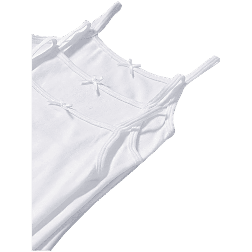 Jockey SG04 Girl's Super Combed Cotton Rib Fabric Camisole With Regular Straps - White, 3 pcs (9-10 Years) 