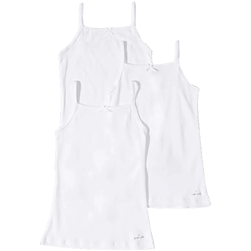 Jockey SG04 Girl's Super Combed Cotton Rib Fabric Camisole With Regular Straps - White, 3 pcs (11-12 Years) 