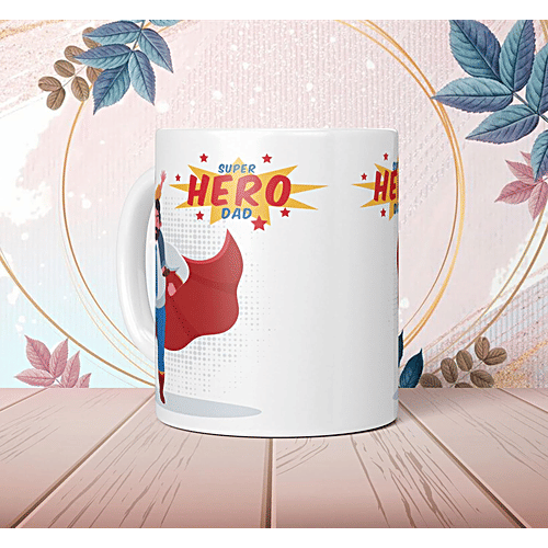 Pearlfiesta "Super Hero Dad" Printed Coffee Mug - For Father's Day/Anniversary/Birthday Gift, 330 ml  Microwave Safe Ceramic Tea Coffee Mug