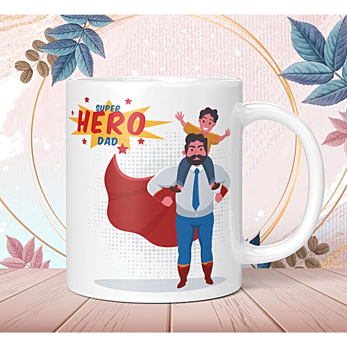 Pearlfiesta "Super Hero Dad" Printed Coffee Mug - For Father's Day/Anniversary/Birthday Gift, 330 ml  Microwave Safe Ceramic Tea Coffee Mug
