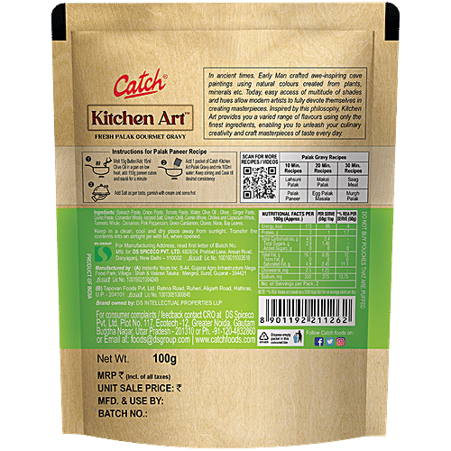 Catch Fresh Palak Gourmet Gravy - Ready To Cook, 100 g Culinary Paste