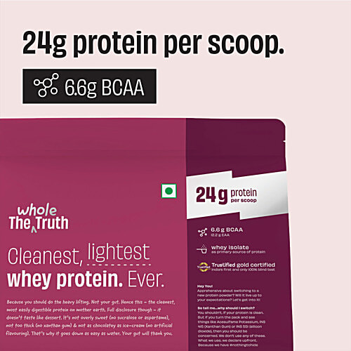 The Whole Truth Light Cocoa Pro Whey Protein Powder, 1 kg  24g Protein Per Scoop,  6.6g BCAA