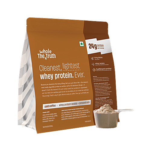 The Whole Truth Cold Coffee 24g Whey Protein Powder, 1 kg 24g Protein Per Scoop, 6.4g BCAA