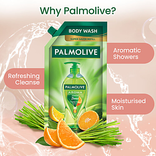 Palmolive Aroma Morning Boost Shower Gel - Orange Essential Oil & Lemongrass, Refill Pack, 750 ml