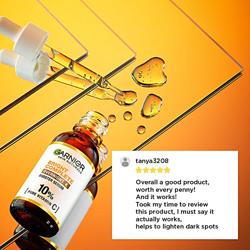 Garnier Bright Complete Overnight Booster Serum - 10% Pure Vitamin C, 15 ml  