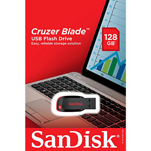 Sandisk 128GB Cruzer Blade USB Flash Drive, 1 pc SDCZ50-128G-I35
