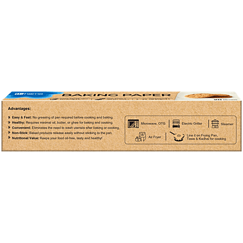 bb home Baking Paper - Grease Proof Food Grade Paper, 20 m Mono Carton Food Grade 100% Virgin Paper, Non-Stick & Grease Proof, Microwave & Oven Safe