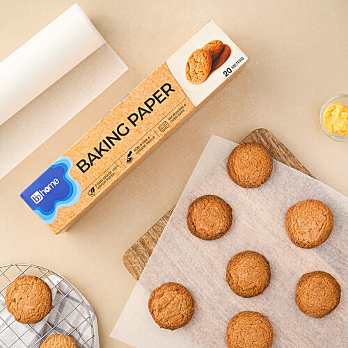 bb home Baking Paper - Grease Proof Food Grade Paper, 20 m Mono Carton Food Grade 100% Virgin Paper, Non-Stick & Grease Proof, Microwave & Oven Safe