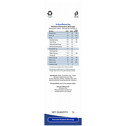 So Good Barista Soy Edition Beverage, 1 L Carton 