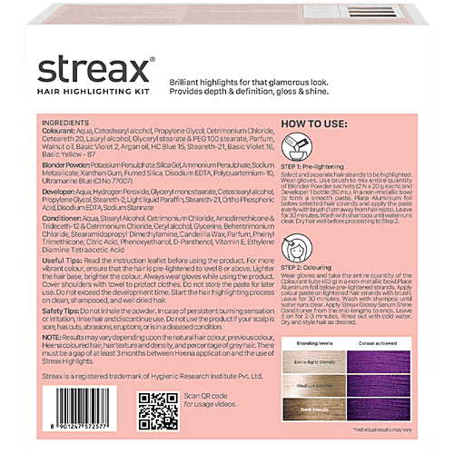 Streax Hair Highlighting Kit, 180 g Plum Purple 