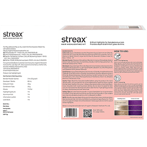Streax Hair Highlighting Kit, 180 g Plum Purple 