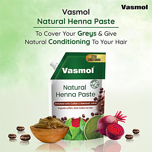 Vasmol Natural Henna Paste - With Coffee & Beetroot Juice, 200 g