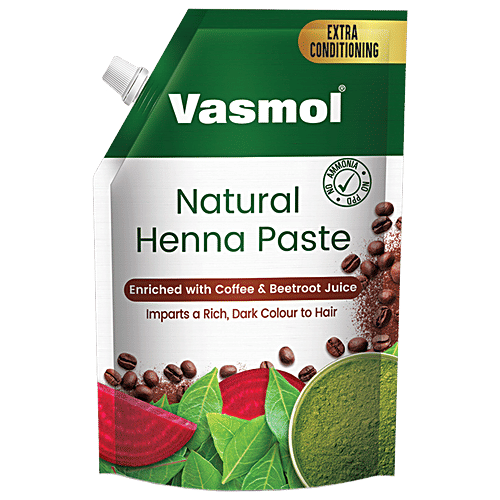 Vasmol Natural Henna Paste - With Coffee & Beetroot Juice, 200 g