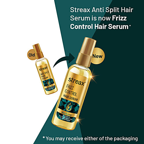 Streax 72 Hrs Frizz Control Hair Serum, 100 ml  Controls split ends, 82% reduction in Split Ends, 60% reduction in dryness