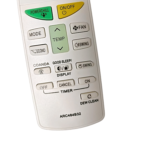 Desidiya ARC484B32 Compatible Remote Control For Daikin AC With Dew Clean Function AC-132L, White, 1 pc