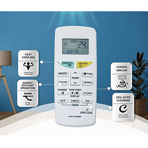 Desidiya ARC484B32 Compatible Remote Control For Daikin AC With Dew Clean Function AC-132L, White, 1 pc