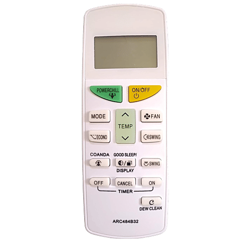 Desidiya ARC484B32 Compatible Remote Control For Daikin AC With Dew Clean Function AC-132L, White, 1 pc