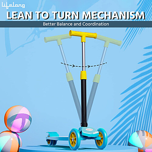 Lifelong Kick Scooter - For Kids, Adjustable Height, Foldable, PVC Wheel, LLKS01, Blue & Yellow, 1 pc  Foldable Scooter, Skate Scooter