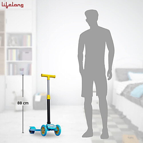 Lifelong Kick Scooter - For Kids, Adjustable Height, Foldable, PVC Wheel, LLKS01, Blue & Yellow, 1 pc  Foldable Scooter, Skate Scooter