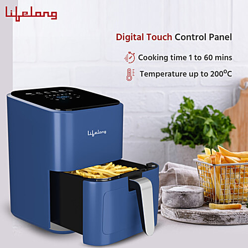 Lifelong Air Fryer - 1200W, Hot Air Circulation Technology, Timer Selection, LLHFD450, Blue, 4 L  Uses up to 90% less Oil, Fry, Grill, Roast, Reheat and Bake