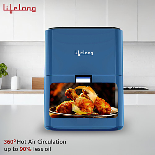 Lifelong Air Fryer - 1200W, Hot Air Circulation Technology, Timer Selection, LLHFD450, Blue, 4 L  Uses up to 90% less Oil, Fry, Grill, Roast, Reheat and Bake