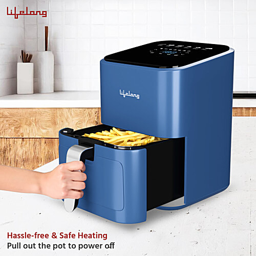Lifelong Air Fryer - 1200W, Hot Air Circulation Technology, Timer Selection, LLHFD450, Blue, 4 L  Uses up to 90% less Oil, Fry, Grill, Roast, Reheat and Bake