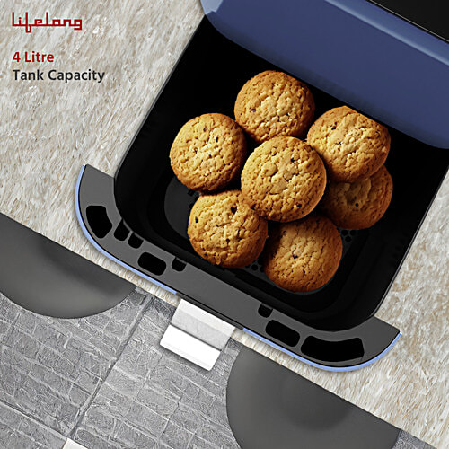 Lifelong Air Fryer - 1200W, Hot Air Circulation Technology, Timer Selection, LLHFD450, Blue, 4 L  Uses up to 90% less Oil, Fry, Grill, Roast, Reheat and Bake