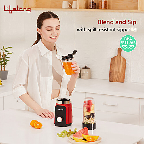 Lifelong Nutri Blender - 2 Bullet Jars, 500 W, Stainless Steel Blades, For Smoothie & Juices, LLNBB003, Red & Black, 1 pc  Bullet Jars for Blending Fruit & Vegetable