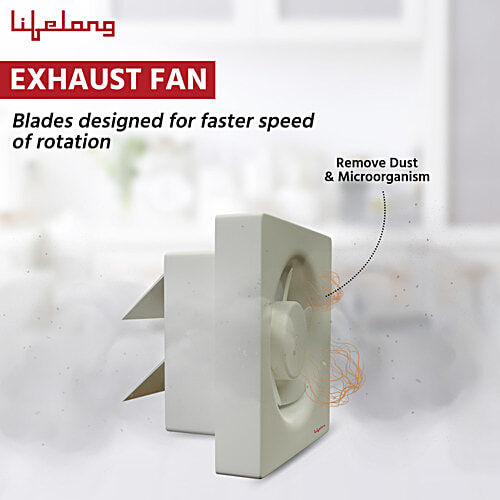Lifelong 25 Cm Exhaust Fan - Strong Air Suction, For Kitchen/Bathroom, Rust Proof Body, Dust Protection Shutters, LLEF10, White, 1 pc  