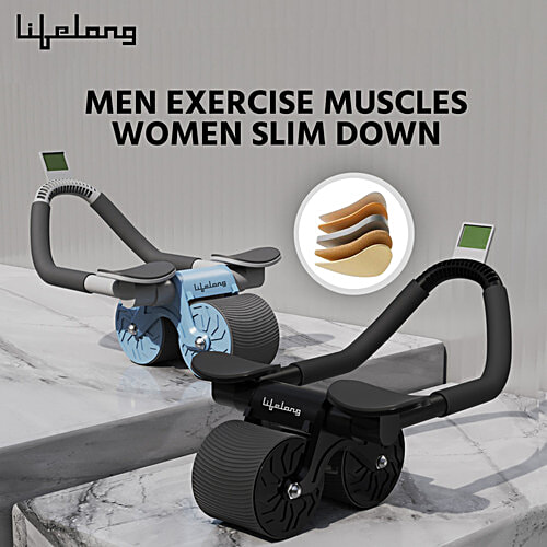 Lifelong Abs Roller - Abdominal Exercise Equipment, For Home Gym, Timer, Mobile Holder & Knee Pad, 1 pc  Exercise Wheels, Abs Workout Machine for Core Plank Workout