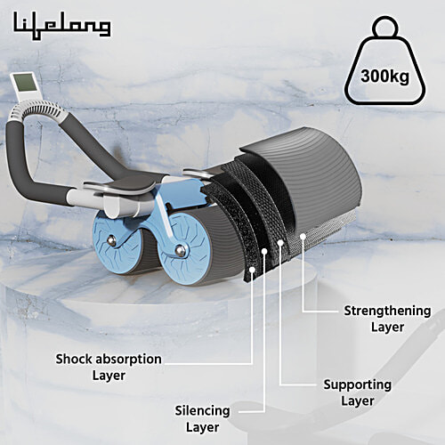 Lifelong Abs Roller - Abdominal Exercise Equipment, For Home Gym, Timer, Mobile Holder & Knee Pad, 1 pc  Exercise Wheels, Abs Workout Machine for Core Plank Workout