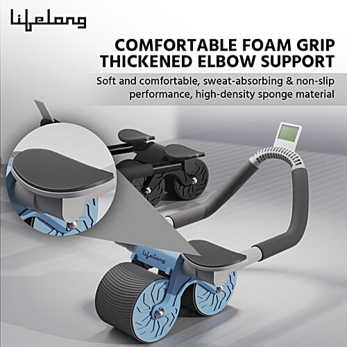 Lifelong Abs Roller - Abdominal Exercise Equipment, For Home Gym, Timer, Mobile Holder & Knee Pad, 1 pc  Exercise Wheels, Abs Workout Machine for Core Plank Workout