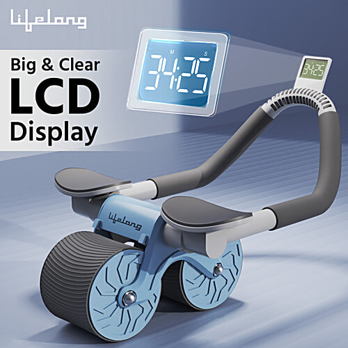 Lifelong Abs Roller - Abdominal Exercise Equipment, For Home Gym, Timer, Mobile Holder & Knee Pad, 1 pc  Exercise Wheels, Abs Workout Machine for Core Plank Workout